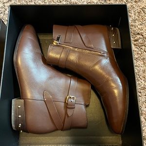 Coach Leather Low Heel Ankle Boots w/Original Box